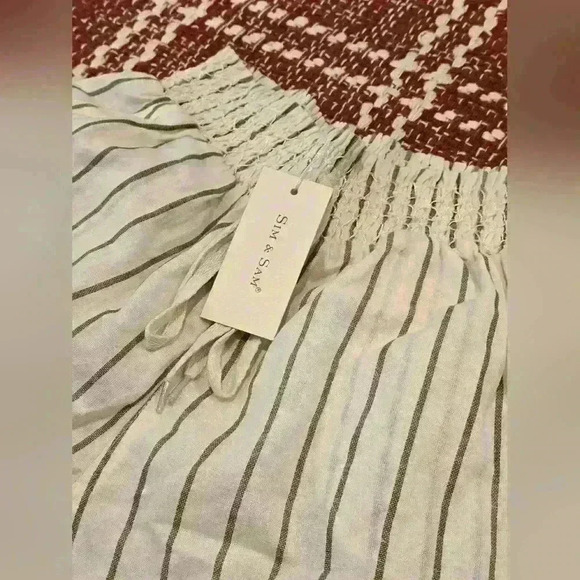 Sim & Sam Cotton Linen Stripe Shorts Size Medium - Picture 3 of 11